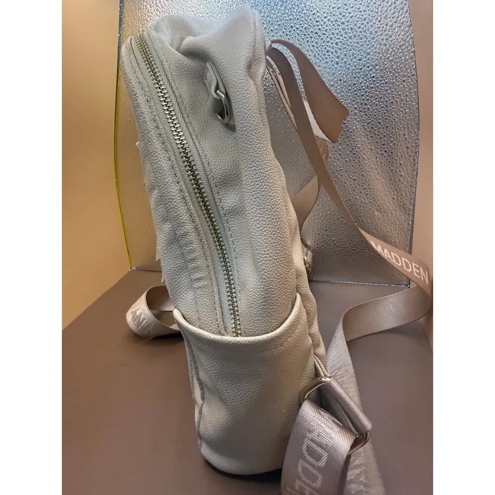 Mondani New York Cream Faux Leather Backpack Purse Multiple Pockets